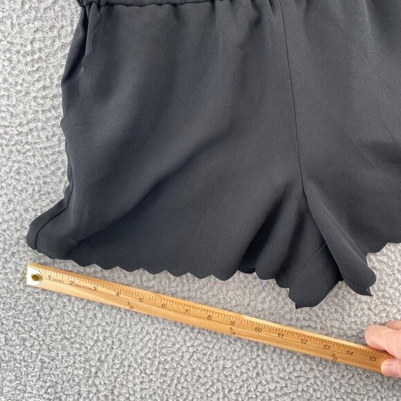 LOFT Romper Womens Black Scalloped Hem Pockets Sleeveless Cut Out Backless NWT - Picture 11 of 12